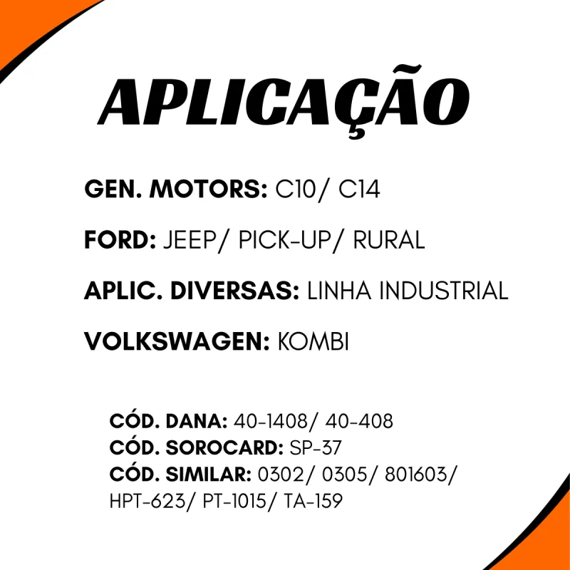 Ponteira Cardan (Tras) Gm/ Ford/ Vw Kombi/ Ford 16 Estrias (Encaixe