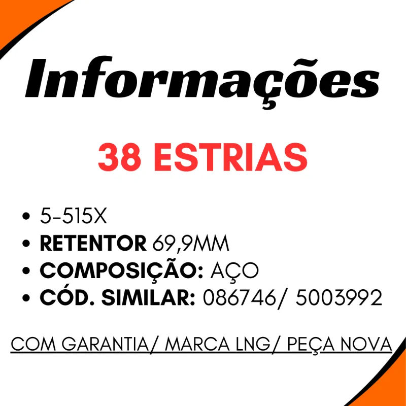 Terminal Câmbio Aço 38 Estrias Navistar Iveco 503355996 Vw 2tb 311