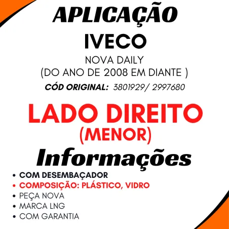 Vidro Espelho Menor Dir. C/Desemb. Nova Daily (2008...)