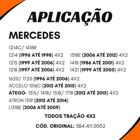 Ponteira Cardan Tras. Ford/ Volvo/ Navistar/ Mbb/ Vw/ Agrale 30
