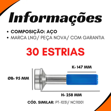 Ponteira Cardan Tras. Ford/ Volvo/ Navistar/ Mbb/ Vw/ Agrale 30