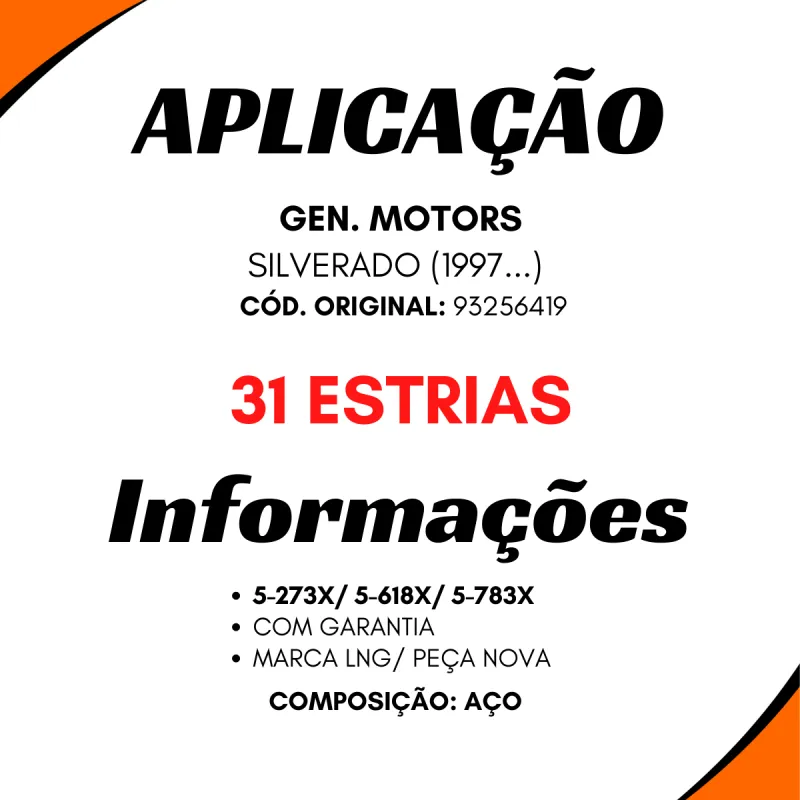 Terminal Câmbio Aço 27 Estrias Gm 93209232 Ford Tnm311067