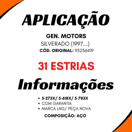 Terminal Câmbio Aço 27 Estrias Gm 93209232 Ford Tnm311067