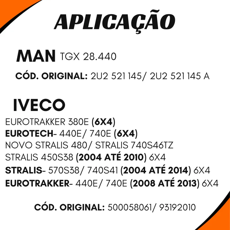 Flange Cardan (De Orelha) Daf Xf 105ftt/ Vw 2u2521145a/ Iveco