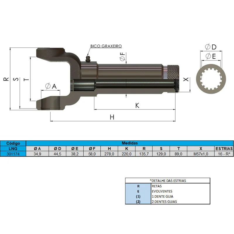 Luva Cardan Ford F22000/ Gm Canavieiros/ Vw 22.140/ 22.160/