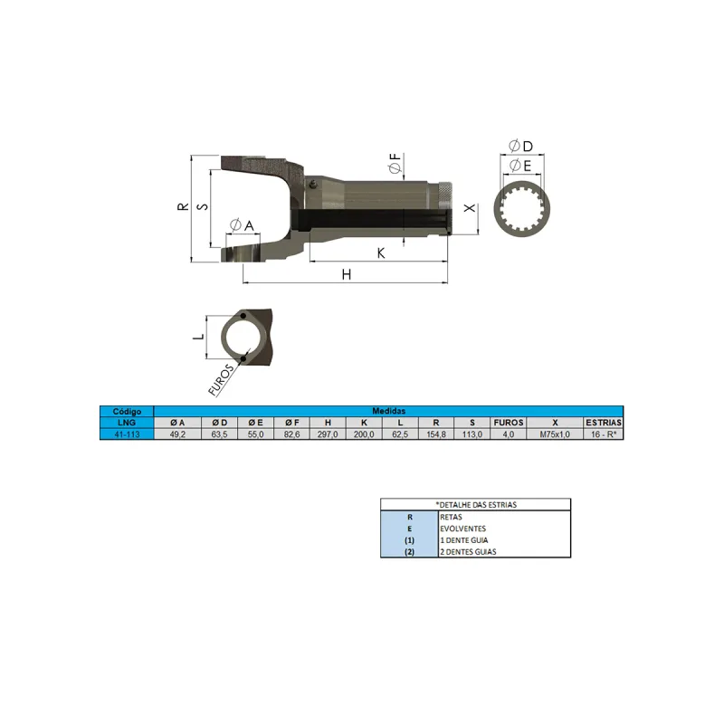 Luva Cardan Navistar/ Mbb/ Scania/ Vw/ Ford 16 Estrias (5-280x/