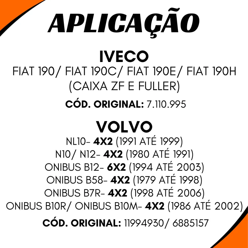 Luva Cardan Volvo 6885157/ Iveco 7.110.995/ Fiat 190h -16 Estrias