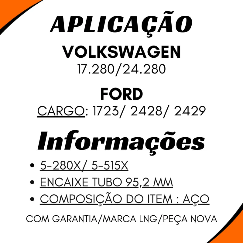 Garfo Cardan Vw 17.280/ 24.280 Ford 1723/ 2428/ 2429