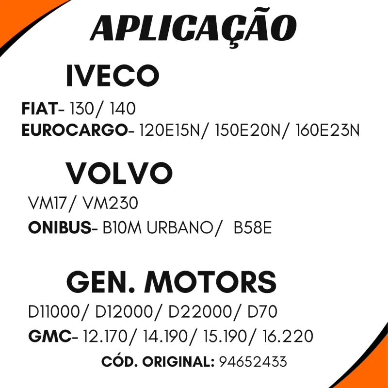Suporte Cardan Compl. Vw 0004100222/ Iveco/ Volvo/ Gm 94652433/ Ford