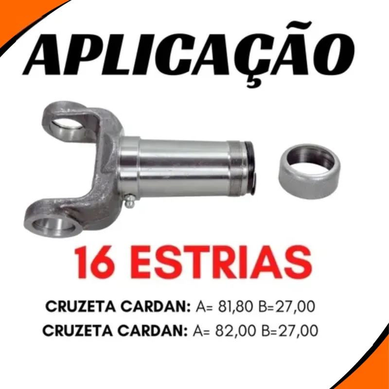 Ponteira Cardan Tras. Gm/ Ford/ Vw 16 Estrias (Encaixe Tubo 46,9 Mm)