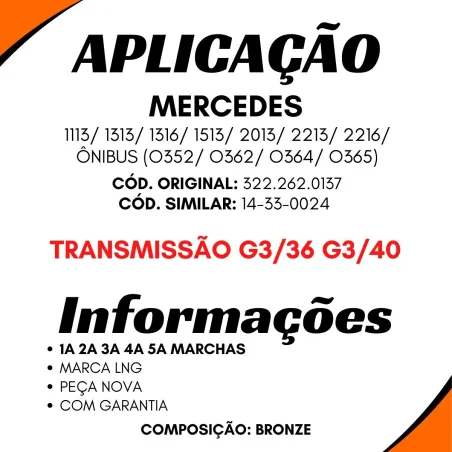 Anel Sincronizador Câmbio Antigo Mb 1113/1313/ 1316/ 1513/ 2013/