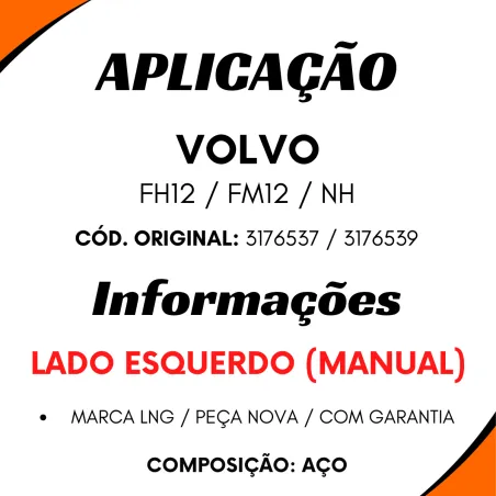 Máquina De Vidro Esq. Manual Volvo Fh12/ Fm12/ Nh