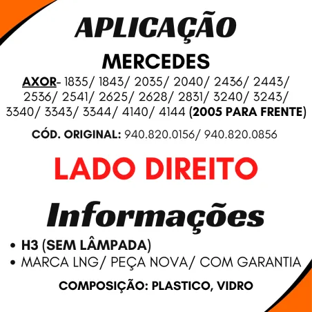 Farol Milha Mercades Axor (2005/...) Lado Direito