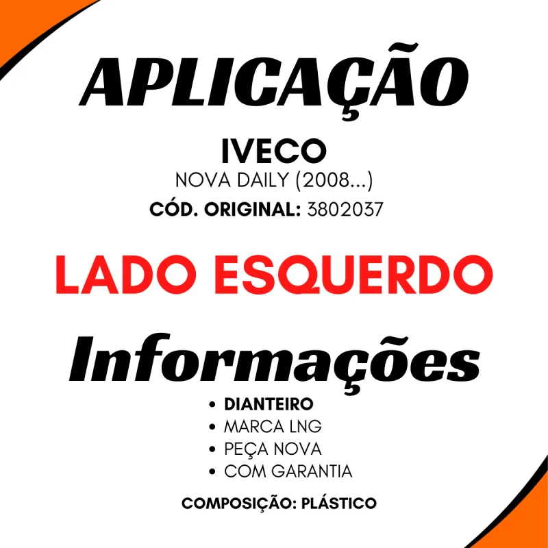 Revestimento Paralama Esq. Diant. Iveco Nova Daily (2008...) 3802037
