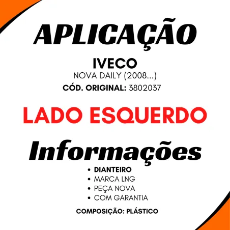 Revestimento Paralama Esq. Diant. Iveco Nova Daily (2008...) 3802037