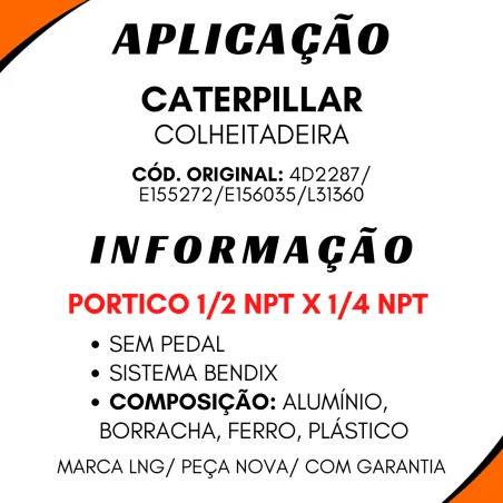 Válvula Pedal Ford Cargo/ Caterpillar 4d2287 (Sistema Bendix)