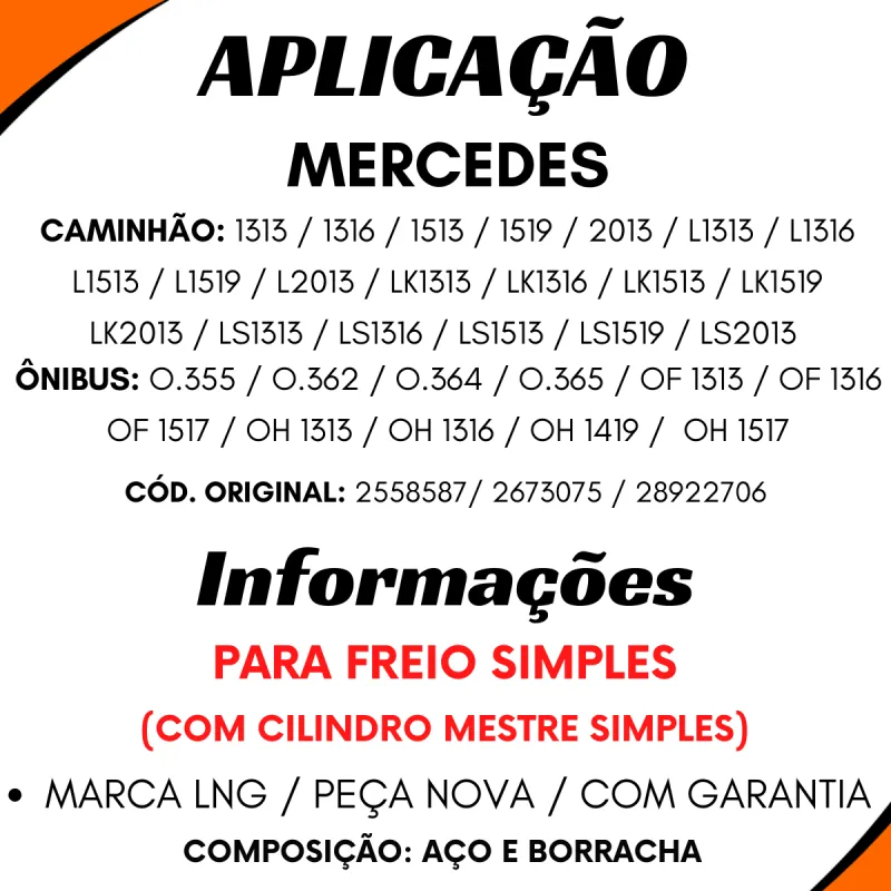 Cuica Freio Mmb Of1313/ Oh1313/ Oh1316/ Oh1517 Tds C/Cilindro Mestre