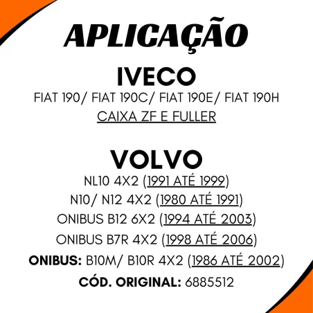 Ponteira Cardan Tras. Fiat Allis 190h/ Volvo/ Iveco 16 Estrias Tubo