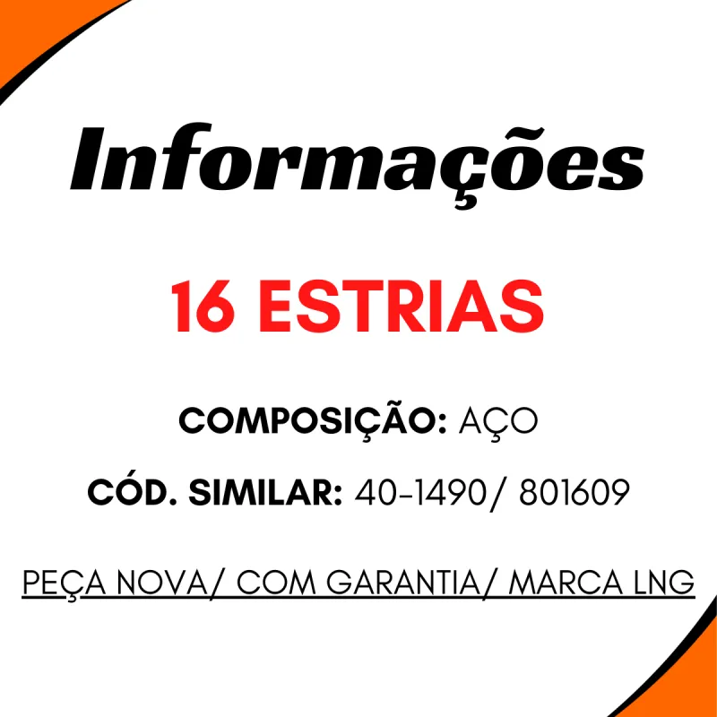 Ponteira Cardan Tras. Fiat Allis 190h/ Volvo/ Iveco 16 Estrias Tubo