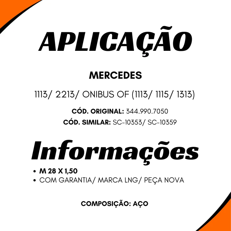 Kit 2 Porcas Cardan Mbb 28 X 1,50 - 1113 A 2213