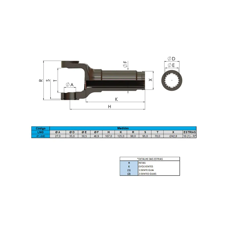 Luva Cardan Iveco Diversas 16 Estrias (5-273x) Aço