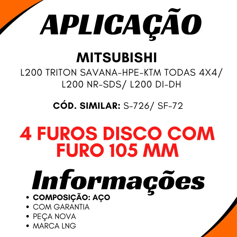 Flange Cardan (De Orelha) L200 Triton/ L200 Nr-Sds/ L200 Di-Dh 4