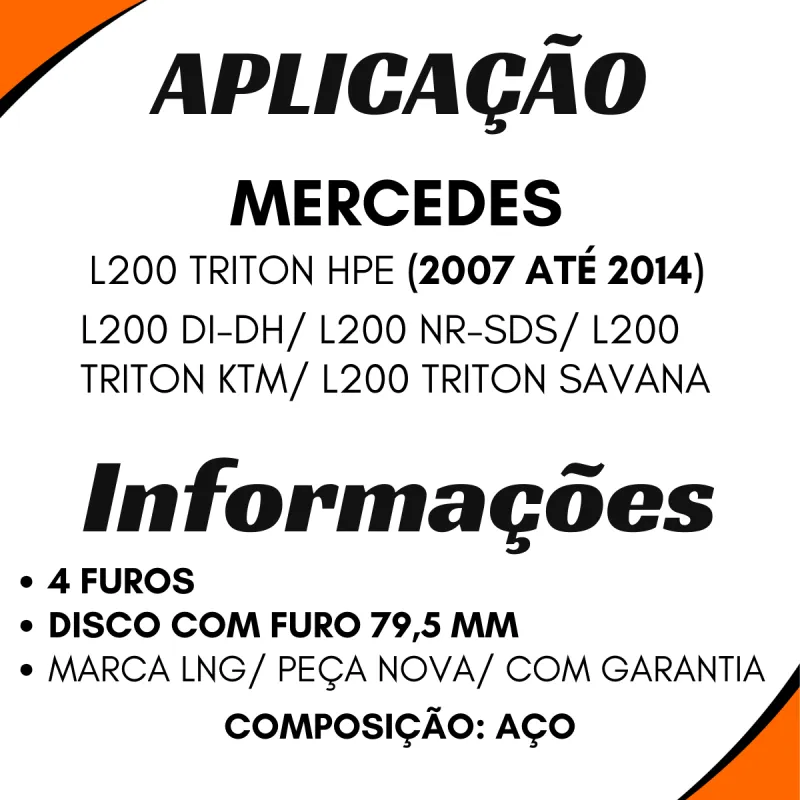 Flange Cardan (De Orelha) L200 Triton/ Nr-Sds/ Di-Dh 4 Furos Disco