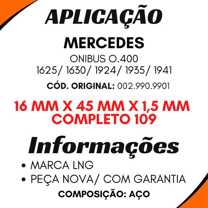 Kit 10 Parafusos Flange Cardan 16x1,5x45 Mbb 1625 1630 1924 A 1935