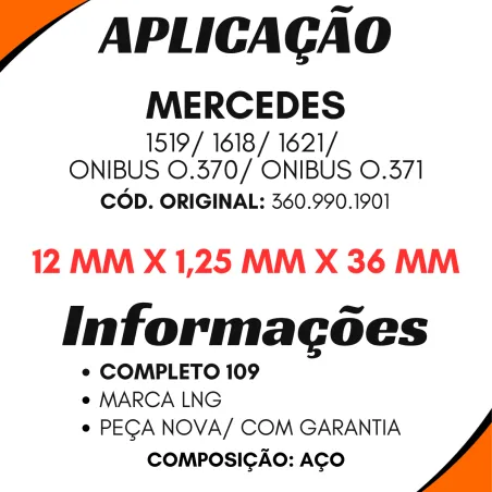 Kit 10 Parafusos Flange Cardan 12x1,25 Mbb 1618 1621 O370 O371 1519