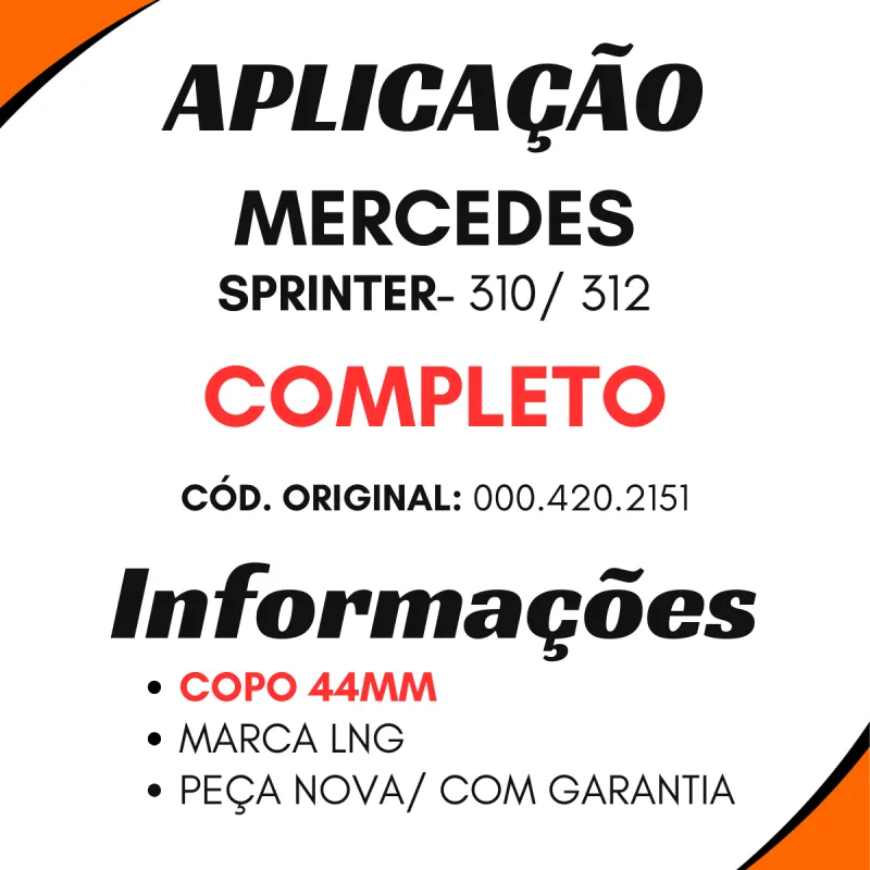 Reparo Pinça Freio Sprinter 310 312 Completo 44mm