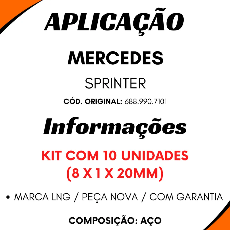 Kit 10 Parafusos Terminal Cardan Sprinter/ Cruzeta 5-160x 8 X 1 X