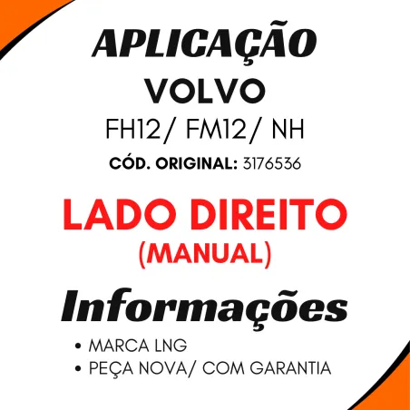 Máquina De Vidro Dir. Manual Volvo Fh12/ Fm12/ Nh