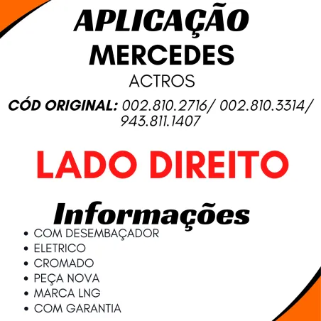 Espelho Retrov. C/Desembacador Eletr. Dir. Mercedes Actros