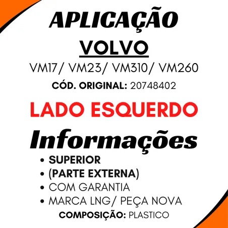 Defletor Lateral Esq. Sup. Volvo Vm17/ Vm23/ Vm260/ Vm310