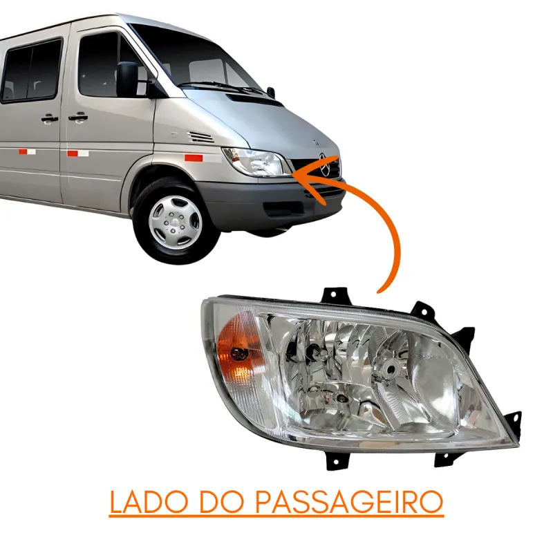 Farol Principal Dir. Sprinter Cdi S/Aux. Lente Lisa