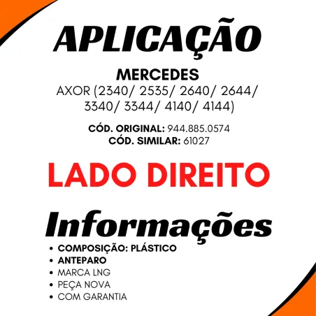 Capa Parachoque Int. Dir. Axor