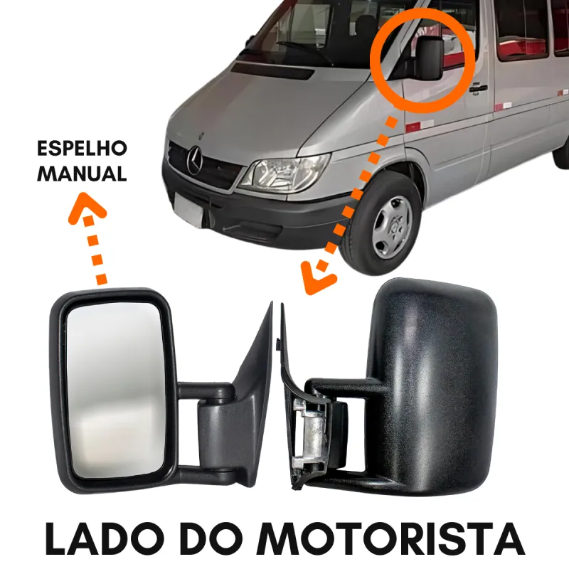 Espelho Retrovisor Esq. Manual Sprinter  310/ 312/ 313/ Cdi