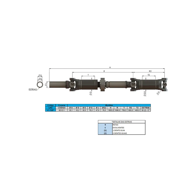 Cardan Completo Ranger Cabine Dupla 4x4 1l544a376xa