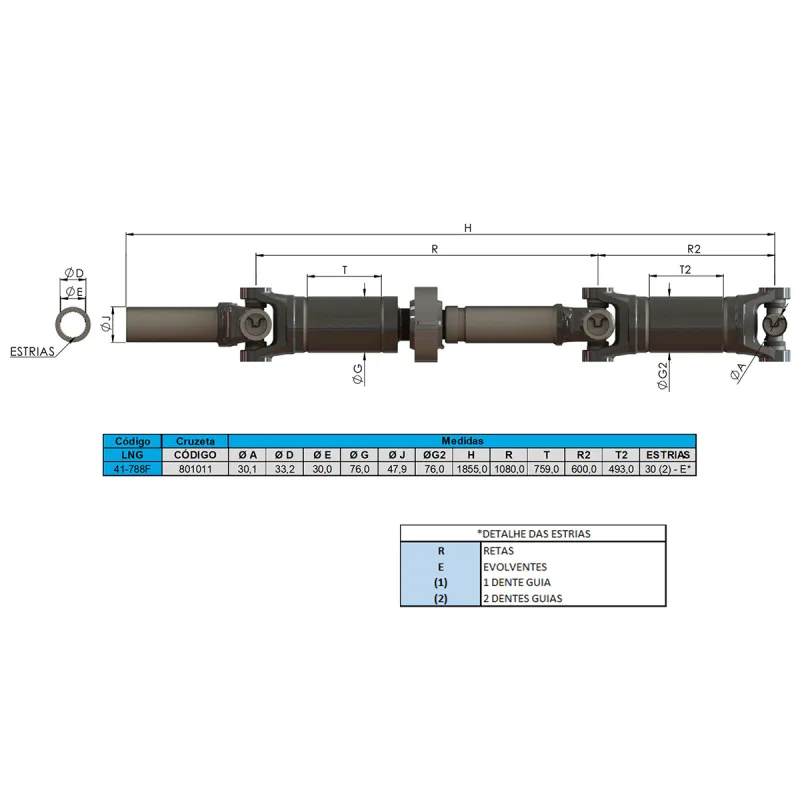 Cardan Completo Ranger Cabine Dupla 4x4 1l544a376xa