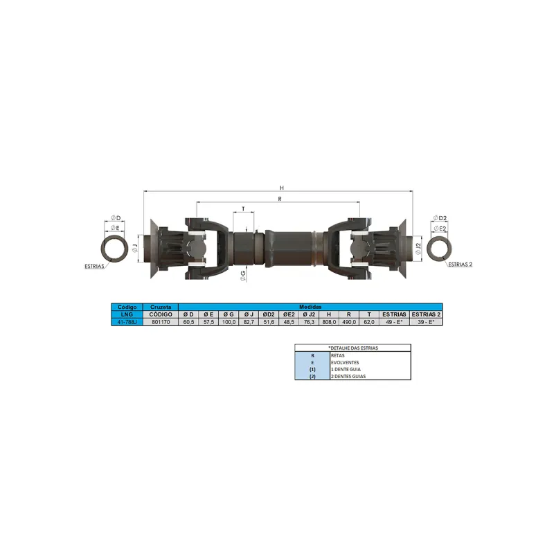 Cardan Completo Ranger Cabine Dupla 4x4 1l544a376xa