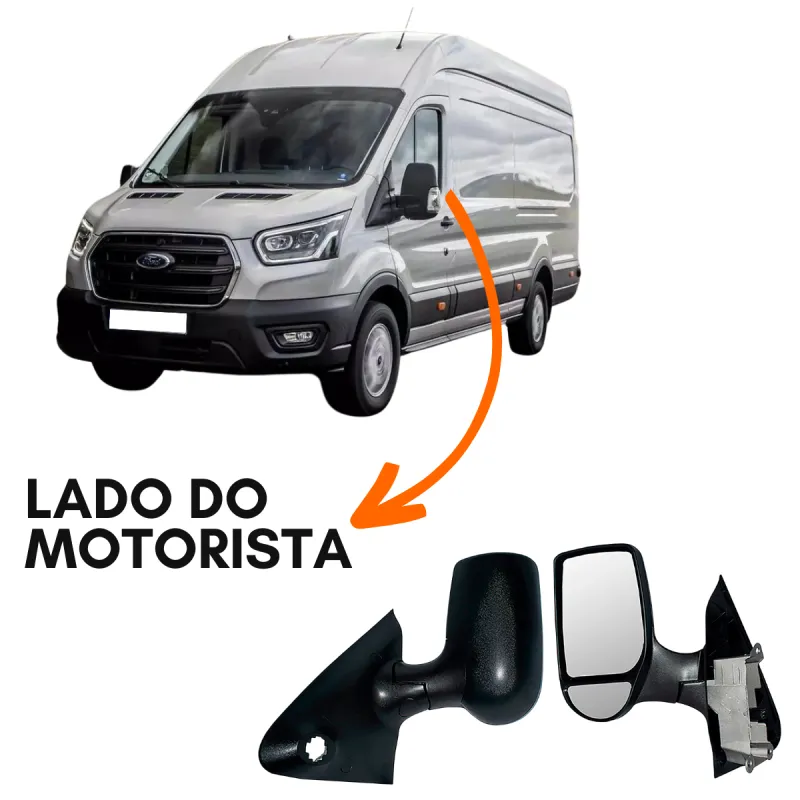 Espelho Retrovisor Esq. Eletr. Ford Transit Van Furgão (2010 A 2013)