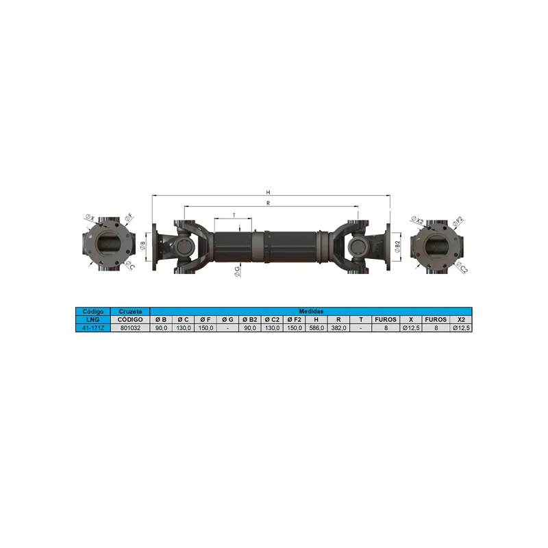 Cardan Completo Traseiro Mbb O370/ O371 Onibus A-586 Mm