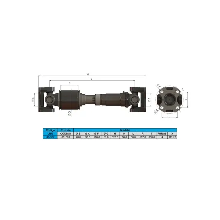 Cardan Completo Diant. Toyota Hilux A-640 Mm 37140-0k162