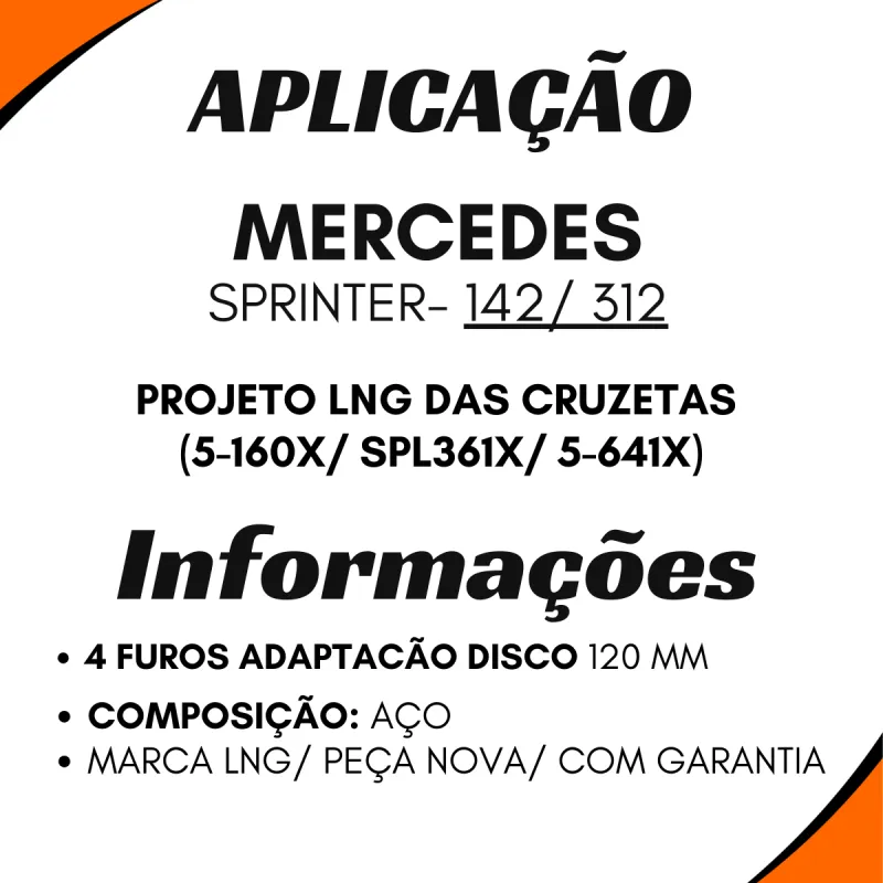 Flange Cardan (De Orelha) Mbb Sprinter 312/ 142 4 Furos Adaptacao
