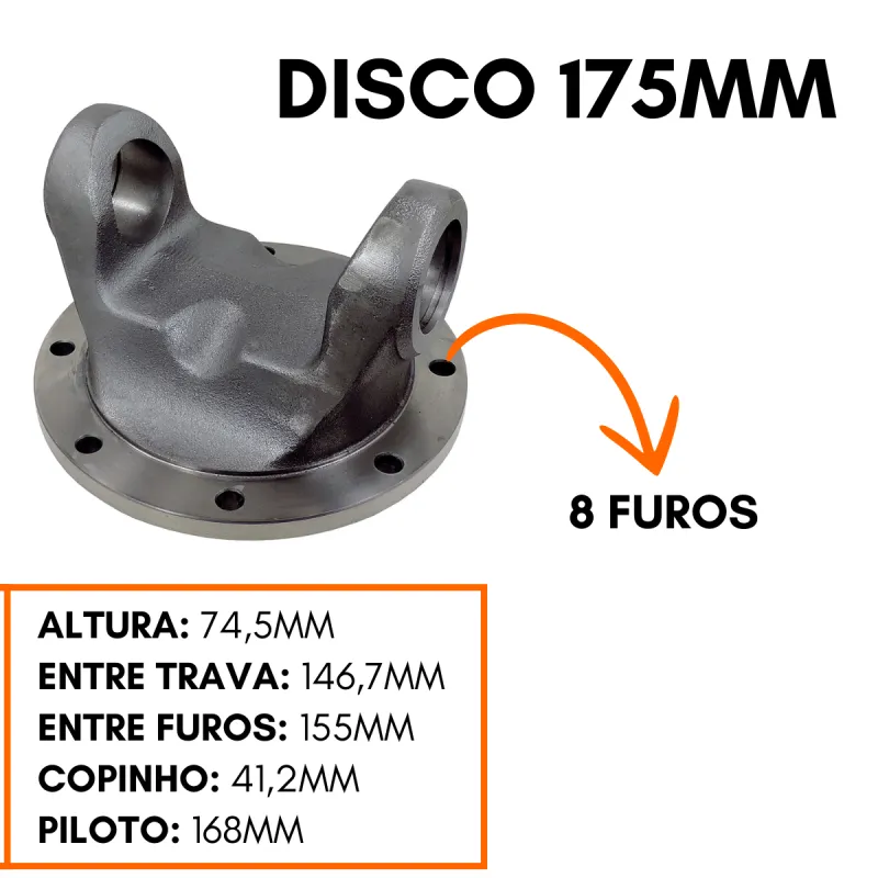 Flange Cardan (De Orelha) Volvo B58/ B58e/ Scania 76 (8 Furos)