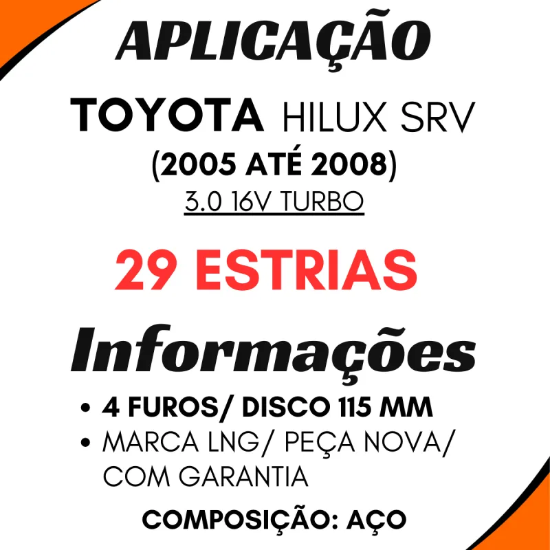 Flange Diferencial Hilux Srv 3,0 16v Turbo (05/08) 4 Furos 29 Estrias
