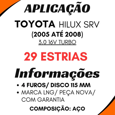 Flange Diferencial Hilux Srv 3,0 16v Turbo (05/08) 4 Furos 29 Estrias