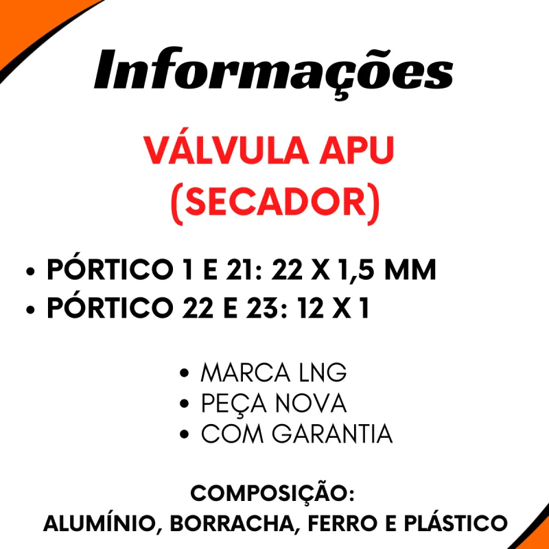 Válvula Apu Ford Cargo 2622, 2626, 2421, 4031, 2422, 3222, 5031,
