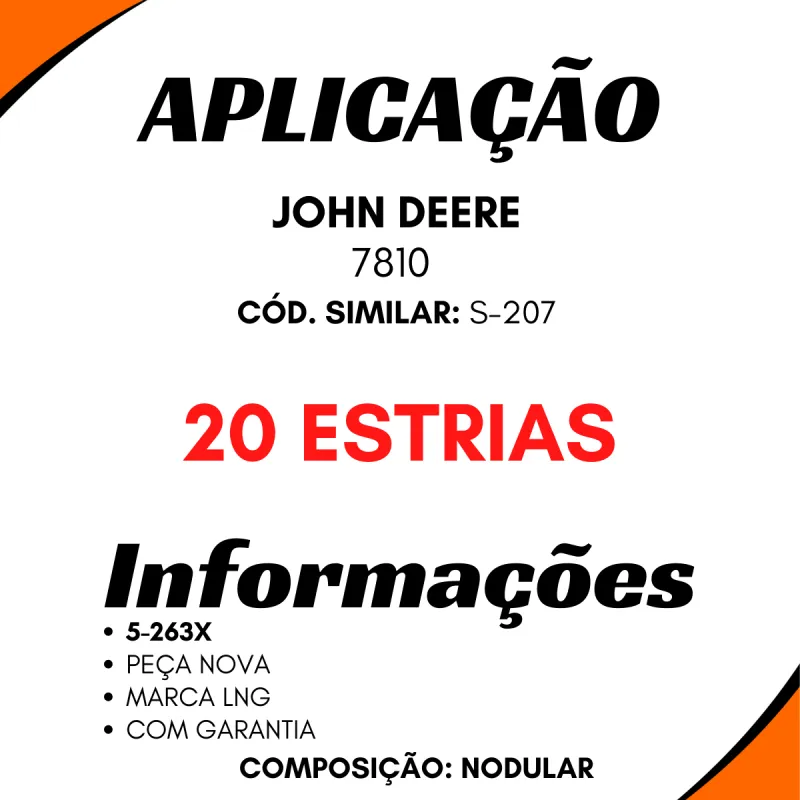 Luva Cardan John Deere 7810 20 Estrias (5-263x) Nodular