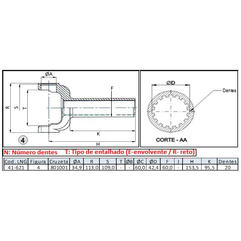 Luva Cardan John Deere 7810 20 Estrias (5-263x) Nodular